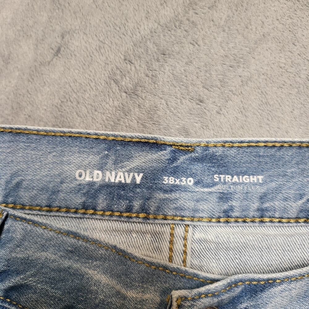 Old‎ Navy Jeans Mens 38x30 Blue Light Wash Straight Denim Stretch Pockets - Picture 4 of 11